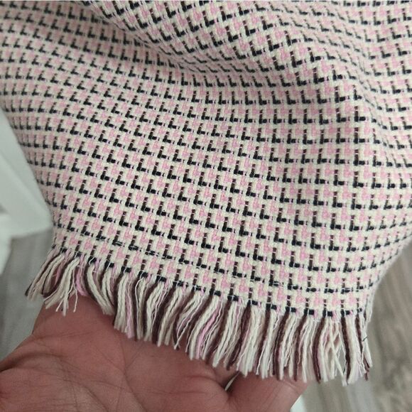 Loft sz 6p Tweed Fringe Sheath Dress pink cream and black - Picture 7 of 13